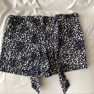 LOFT Tie Waist Shorts - Blue and White